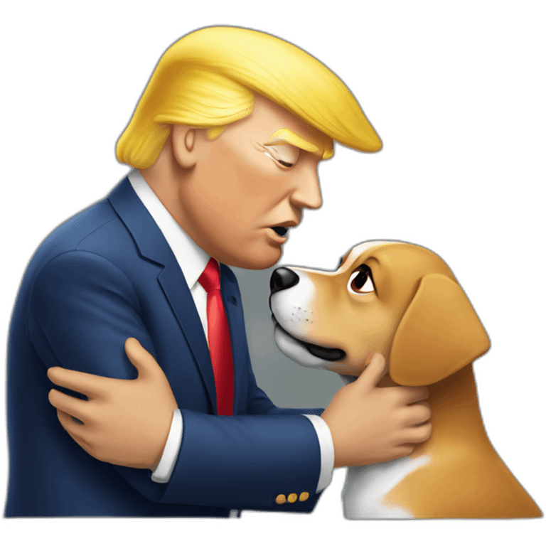 trump kissing a dog emoji