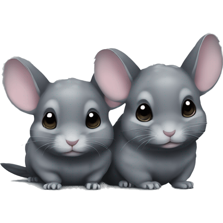 two dark grey chinchillas cuddling side by side emoji