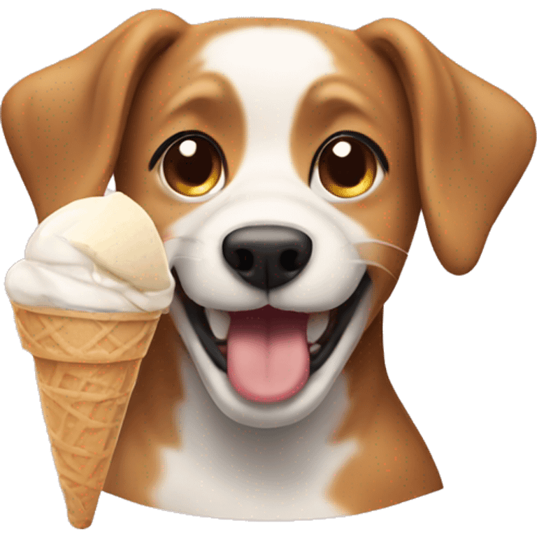 Dog eating ice crean emoji