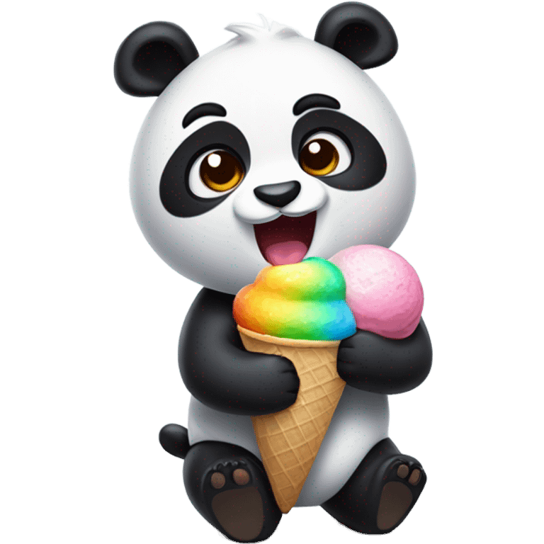 Panda eating ice cream emoji