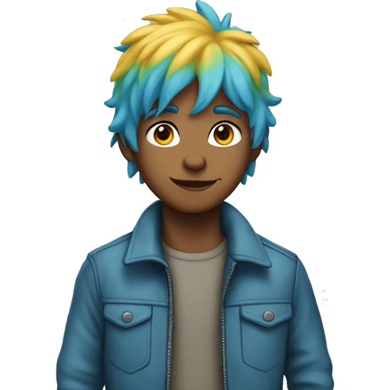 blue haired cat boy in jacket emoji