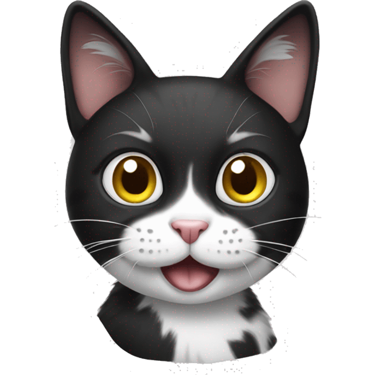 crazy black and white cat emoji