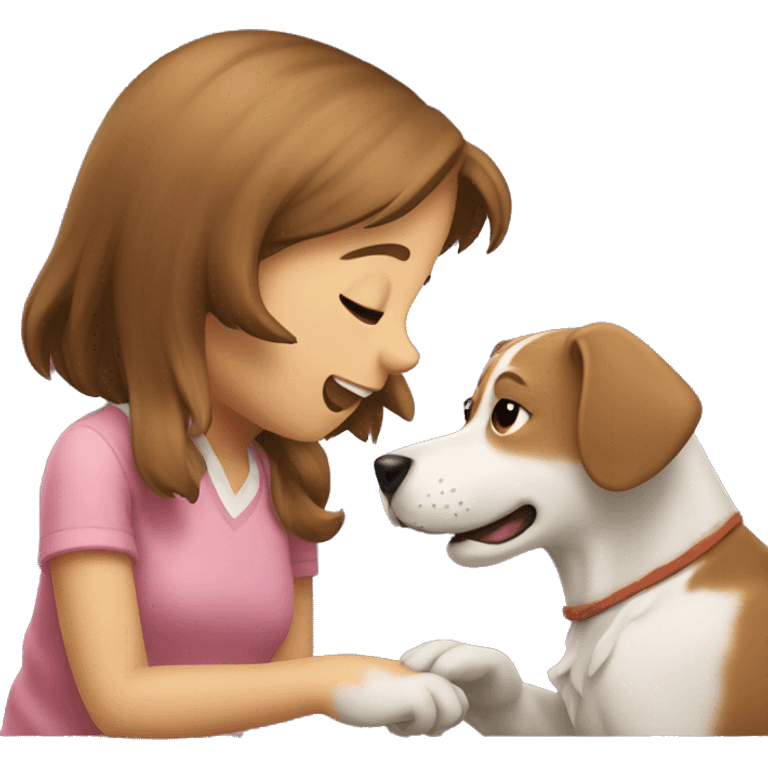 A dog playing with girl emoji