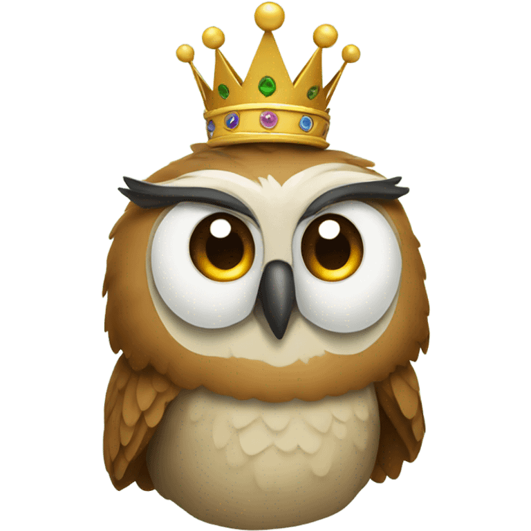 a funny owl with a crown on its head emoji