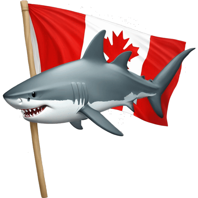 great white shark holding a canadian flag  emoji