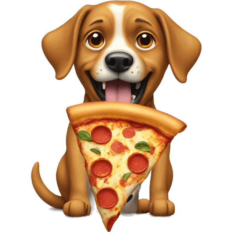 Dog eat pizza in wear emoji