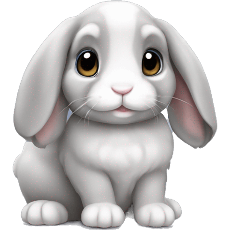 Cute grey lop ear bunny emoji