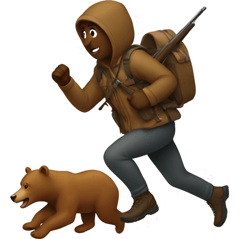 Hunter running from bear emoji