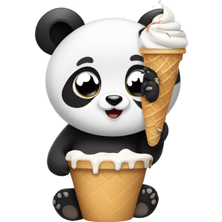 Panda eating ice cream emoji