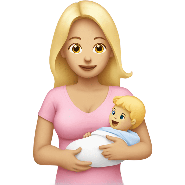 blonde woman breast feeding baby. light pink shirt emoji