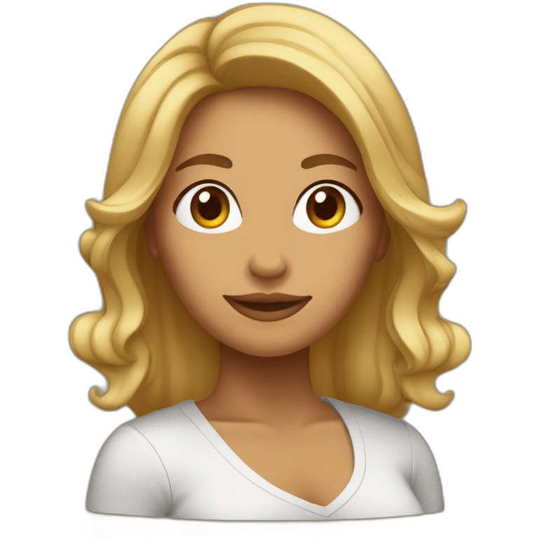 mujer con cabello castaño suelto emoji