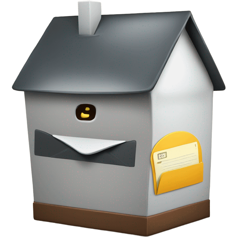 A very large house shaped like mailbox with the front flap open and a letter inside  emoji