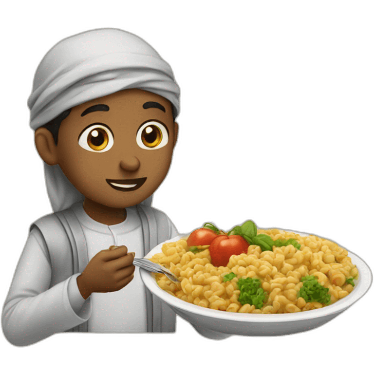 Muslim boy eating food emoji