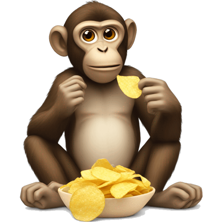 Monkey eating chips emoji