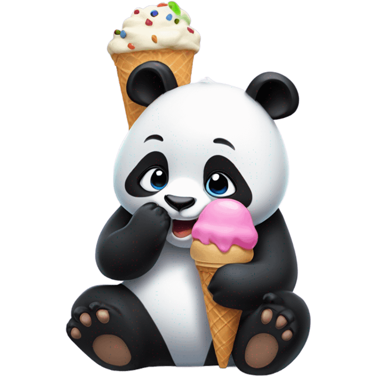 Panda eating ice cream emoji