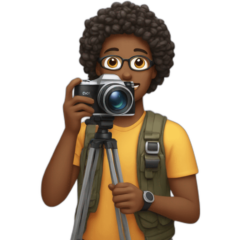 content creator, creating social media video using a camera emoji