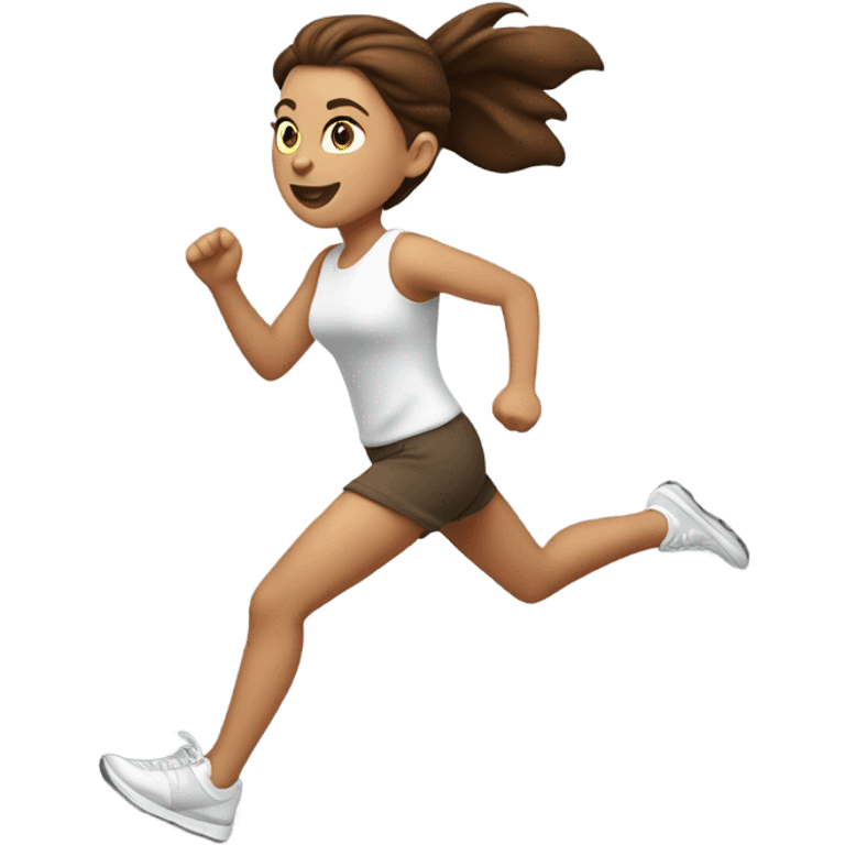 white girl with brown hair running emoji