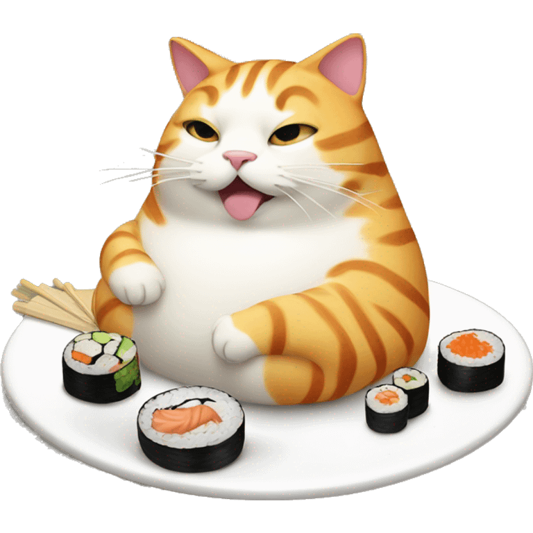 fat cat eating sushi emoji