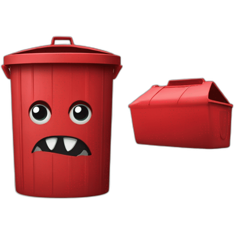 red bin monster peeking emoji