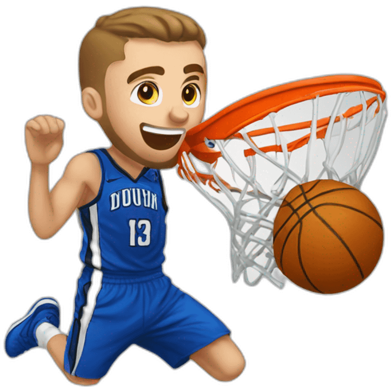 Squeezie qui met un dunk emoji