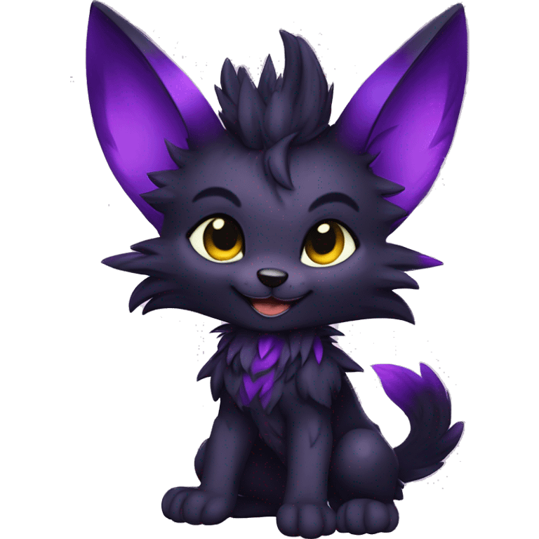 Anthro-Edgy-Cool-Black-Purple-Contrast-Colors-Fantasy-Fur-Sona-Chibi-Shiny-Fakémon-Hybrid full body emoji