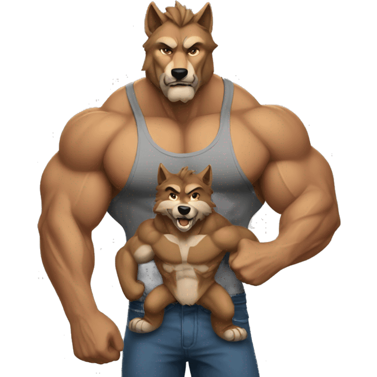 muscular wolf family emoji