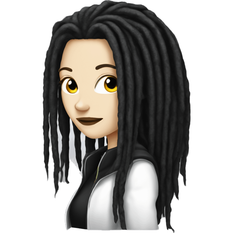 White girl, anonymous, cyberpunk black dreadlocks emoji