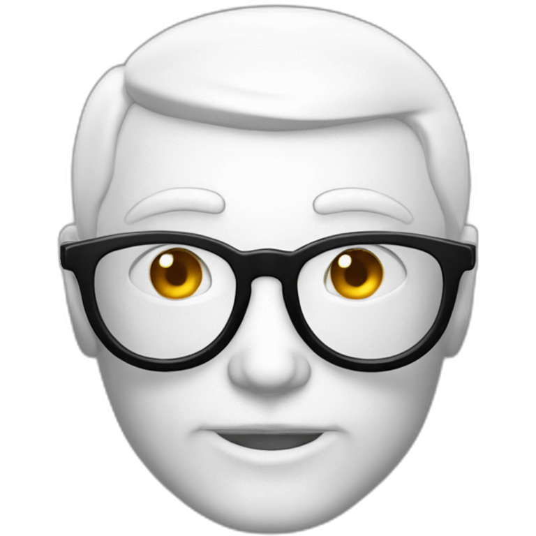 Viel homme blanc chauve avec lunettes rondes SANS moustache visage rond emoji