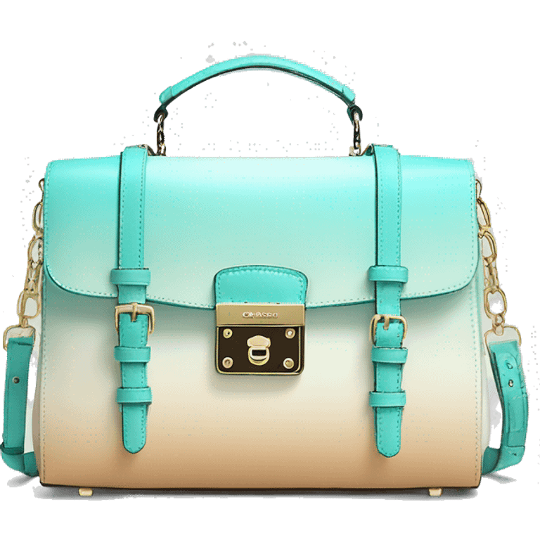 Realistic cream to pastel tiffany blue ombre michael kors satchel purse. emoji