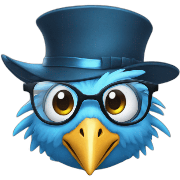 Crazy funny Cyberpunk Articuno head with beautiful smile wearing glasses and hat emoji