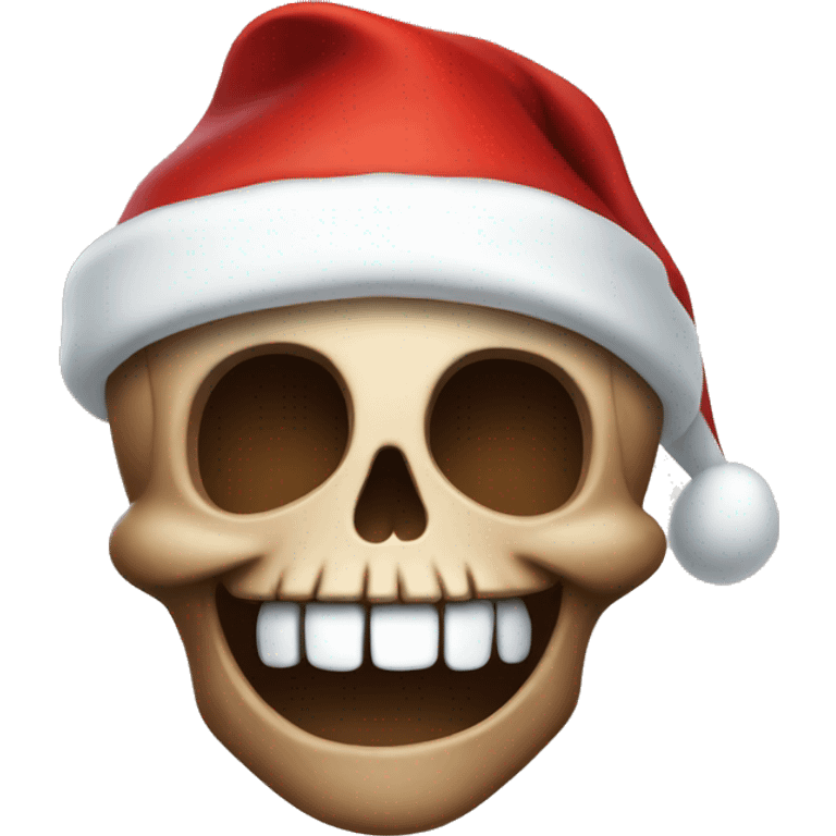 Happy Brown skull with Santa hat emoji