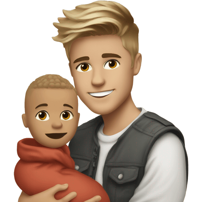 Justin Bieber with a baby boy emoji