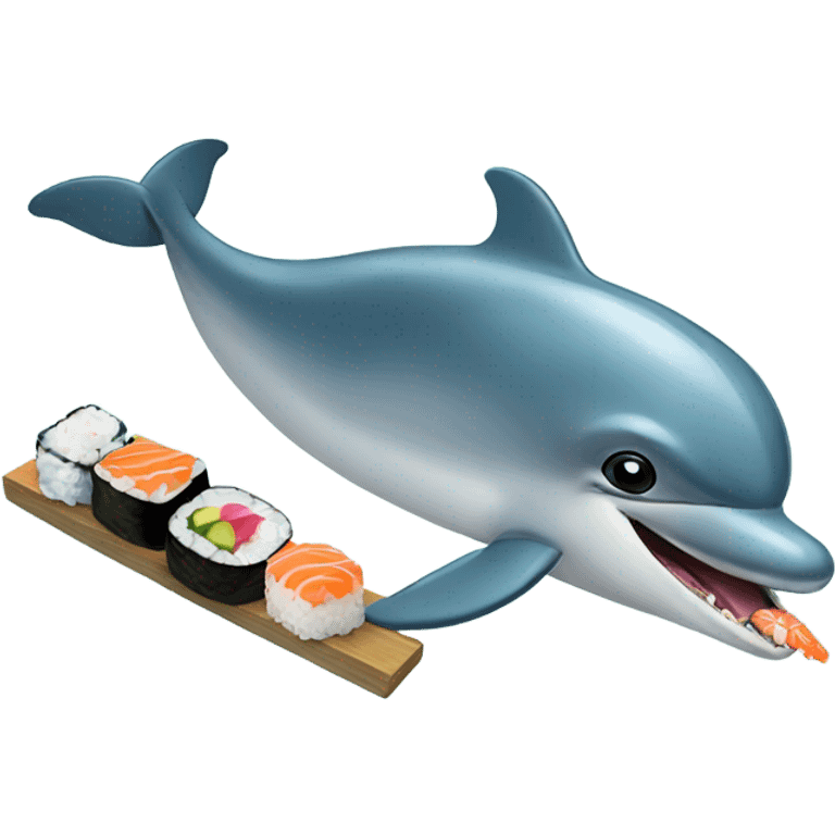 Dolphin eating sushi emoji