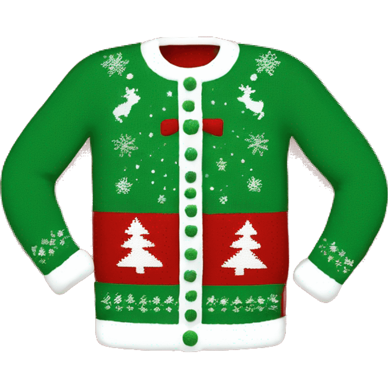 red and green christmas sweater with santa  emoji