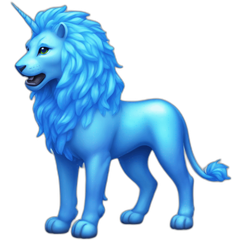 holographic blue unicorn lion emoji