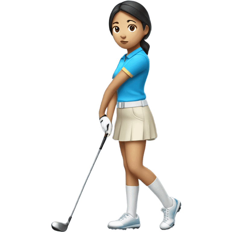 Asian girl golfing  emoji