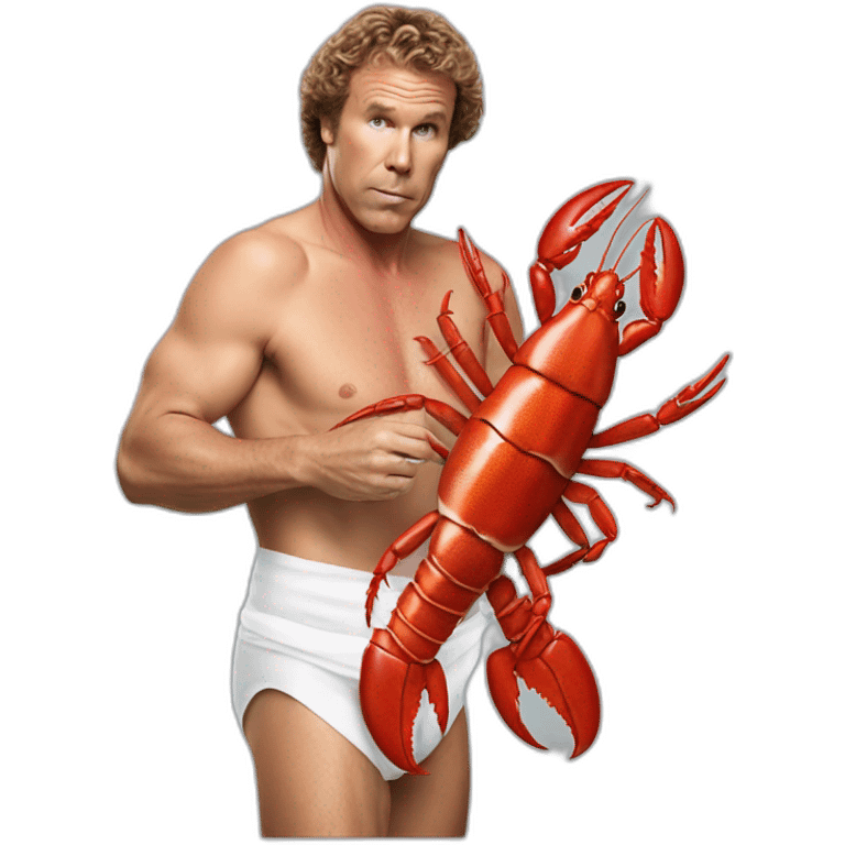 Will Ferrell holding a lobster in a diaper emoji