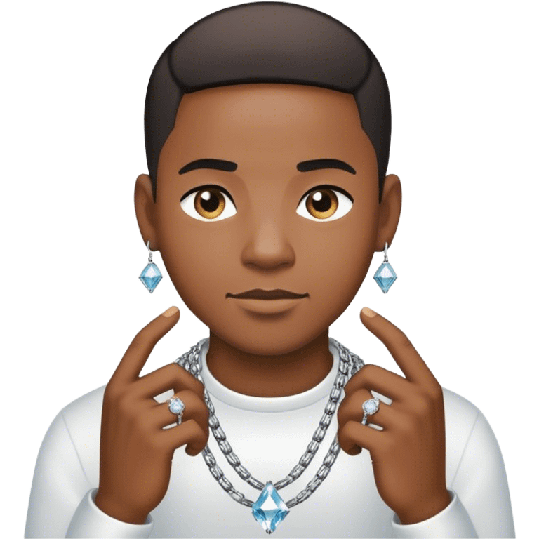 Short black people hair Guy holding a diamond chain  emoji