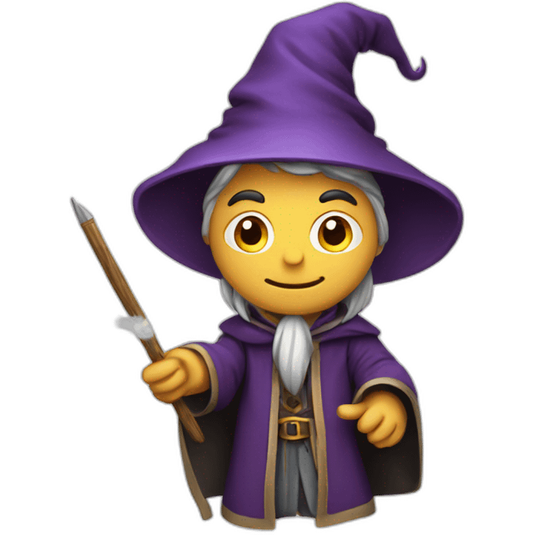 wizard writing with a quill holding a wand emoji