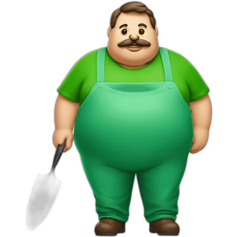 Fat man Portuguese clothes red and green with burger in one hand the other a trowel emoji