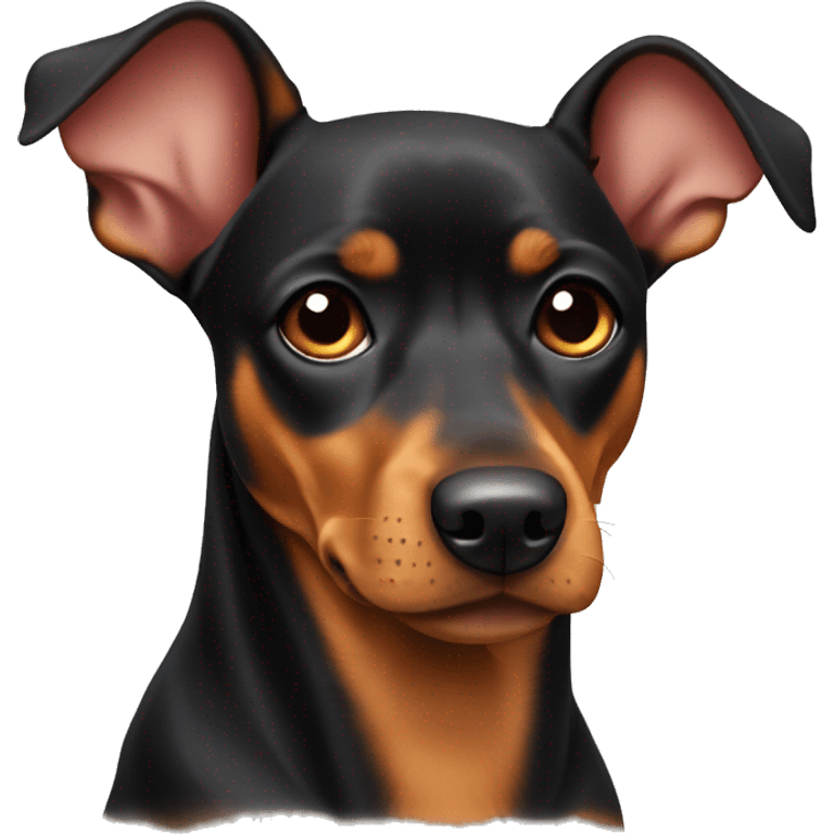 black tan pinscher big ears emoji