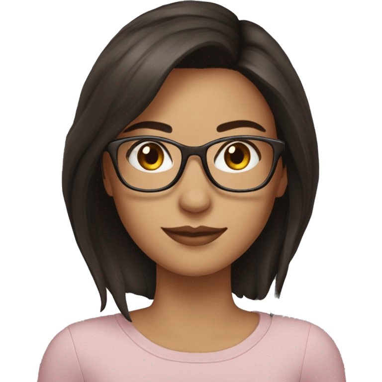 beautiful brunette with glasses emoji