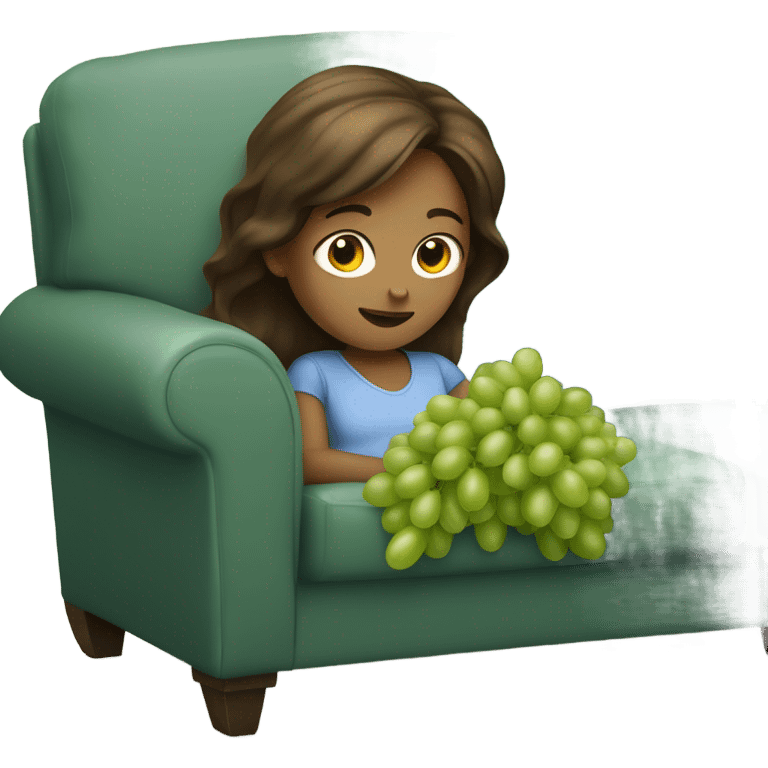 Brown haired girl Girl eating green grapes lying on the couch emoji