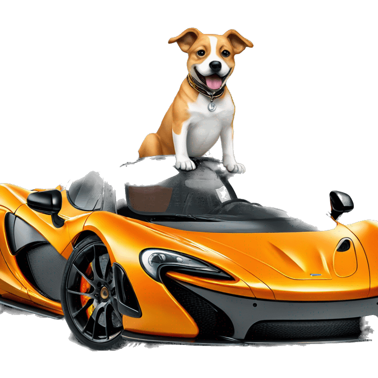 Dog riding a Mclaren P1 emoji