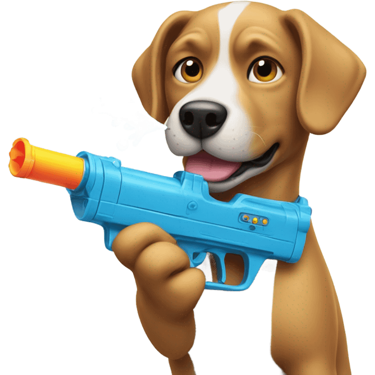 Dog shooting water gun emoji