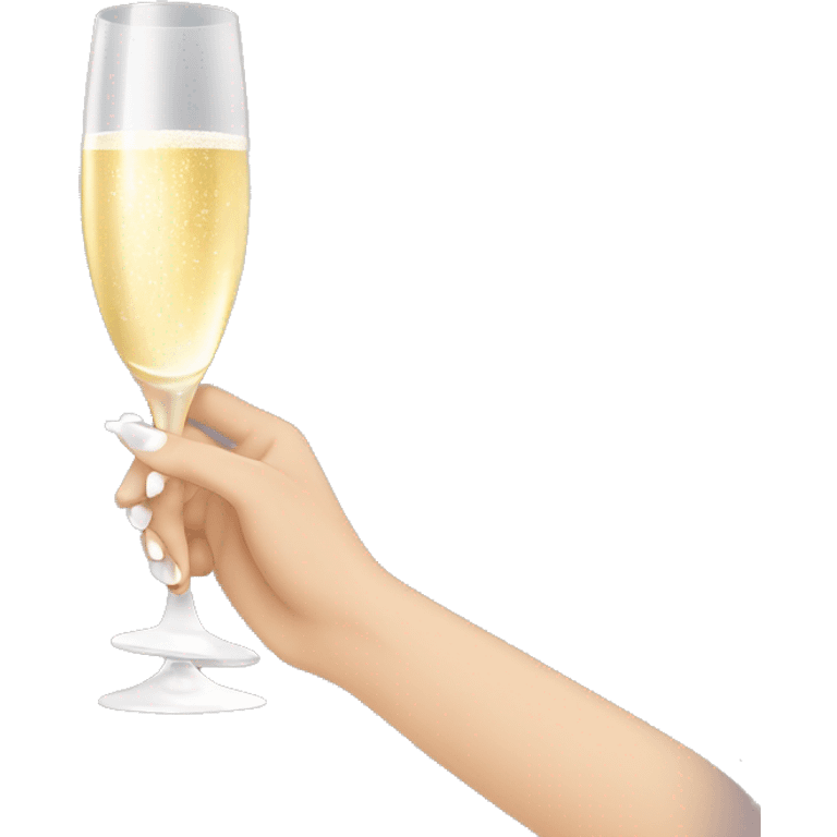 white woman hand with french nails holding champagne glass emoji