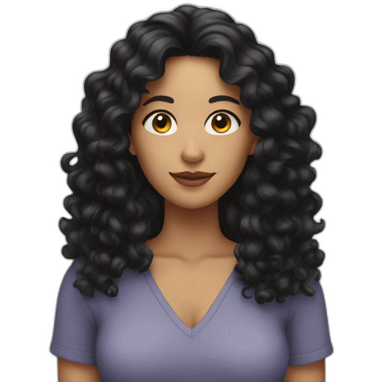 woman with long black curly hair emoji