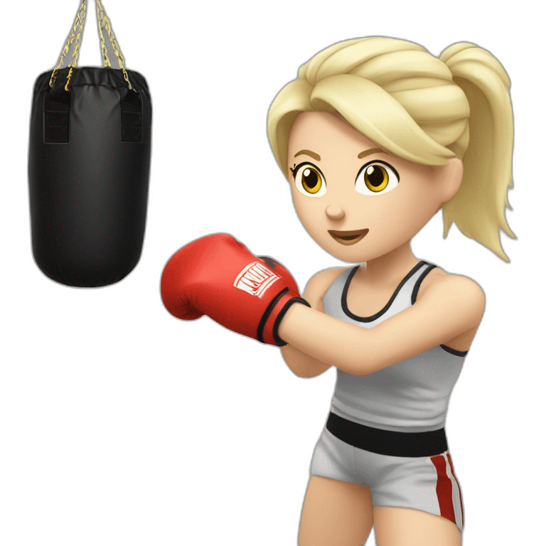 white blonde girl punching a muay tai boxing bag emoji