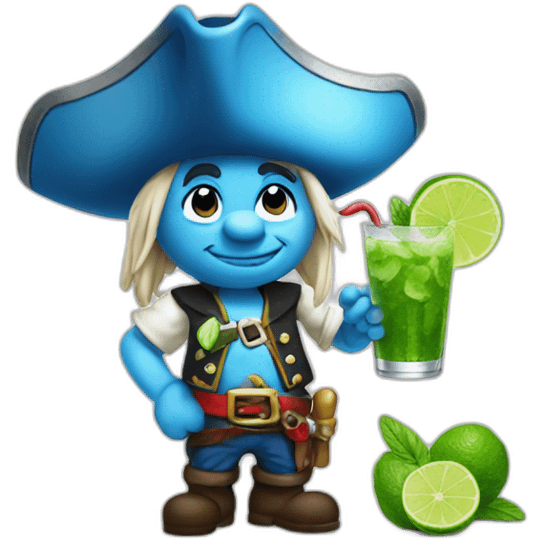 smurf pirate drinking mojito emoji