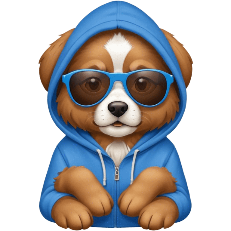 Dog wearing a hoodie and sunglasses  emoji